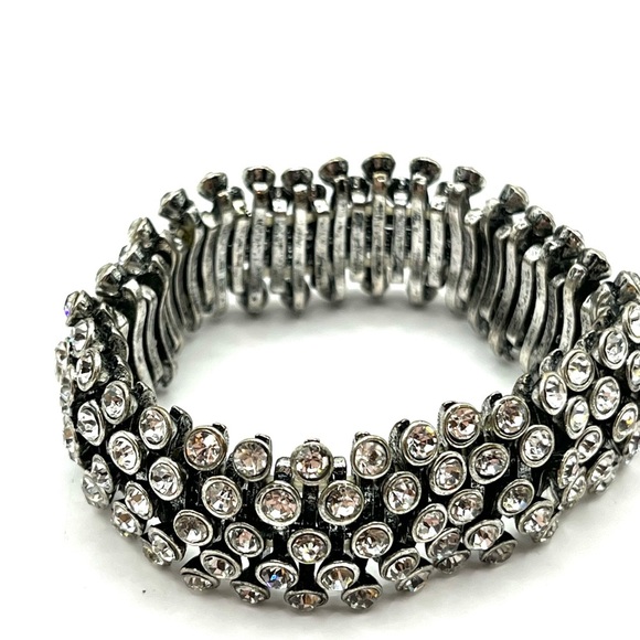 Vintage Silver and Rhinestone Bracelet - Picture 7 of 12
